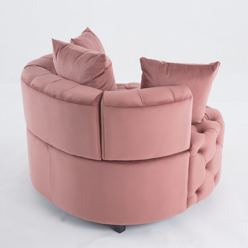 Accent Chair Classical Barrel Chair For Living Room Modern Leisure Sofa Chair (Pink)