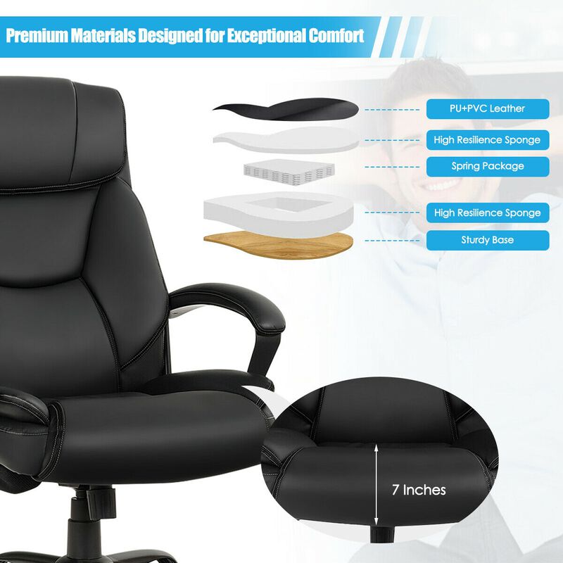 Massage Executive Office Chair with 6 Vibrating Points-Black