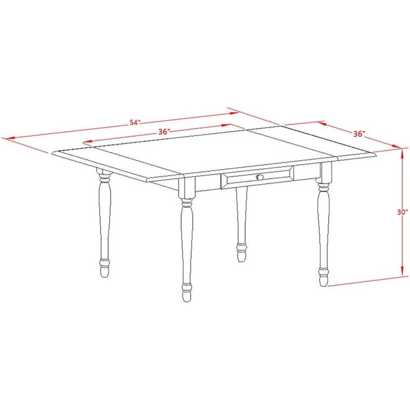 5 Piece Kitchen Table Set for 4 Contains a Rectangle Dining Table with Dropleaf