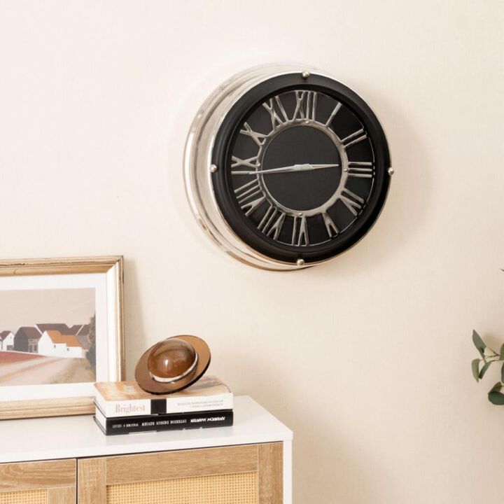 Hivvago 13.5/17.5 Inch Silent Wall Clock with Silver Frame