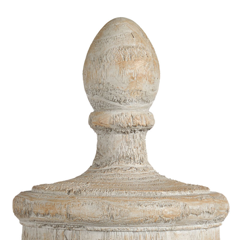 22 Inch Classical Accent Decor Statuette, Turned Finial Design, Off White-Benzara