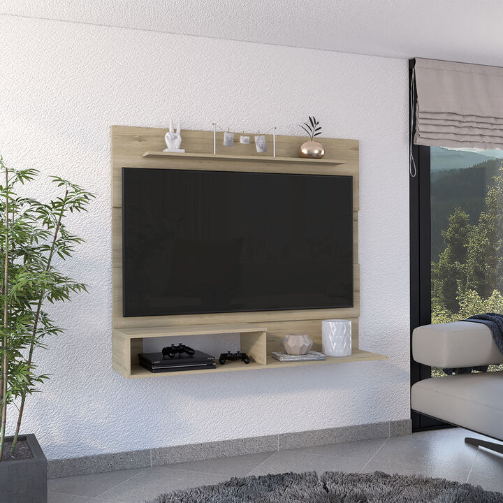 Floating Entertainment Center Albuquerque, Living Room, Light Pine