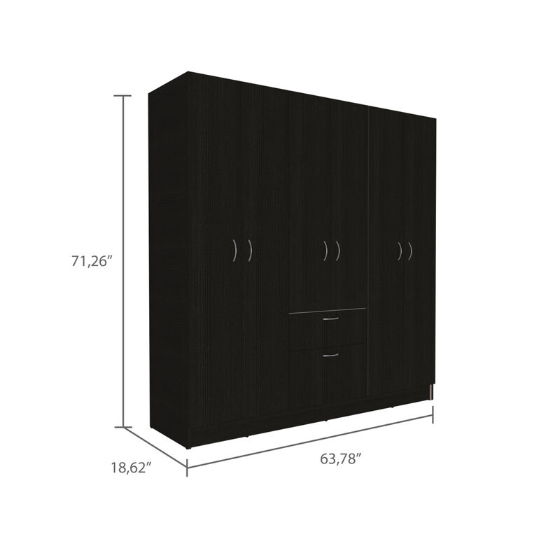Davenport 1-Drawer Rectangle 6-Door Armoire Black Wenge And White