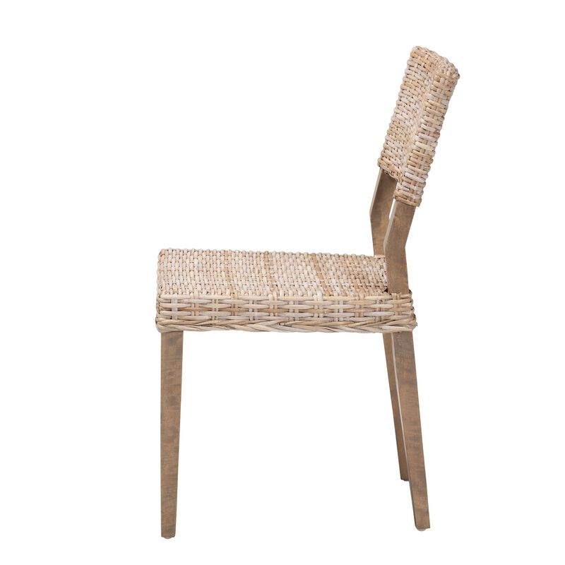 Bali & Pari Barossa Bohemian Grey Kubu Rattan And Mahogany Wood Dining Chair