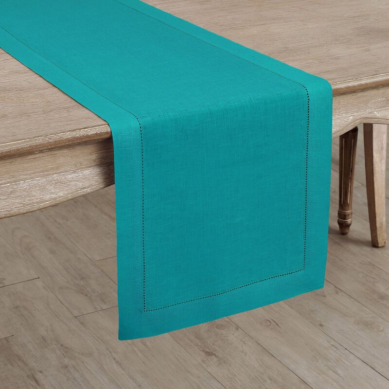Solino Home 100% Pure Linen Table Runner | Classic Hemstitch for Thanksgiving, Christmas