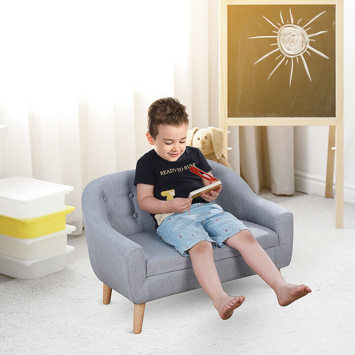 Cozy Children Sofa Couch Sturdy Wood 2 Seat Armrest Chair Kids Pink
