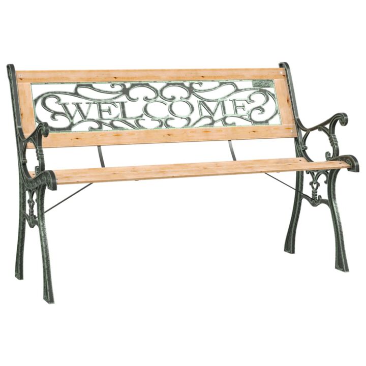 vidaXL Decorative Outdoor Bench, Solid Firwood and Wrought Iron Construction, Vintage Design, Long-Lasting All-Weather Garden/Patio Furniture with PVC Backrest, Brown