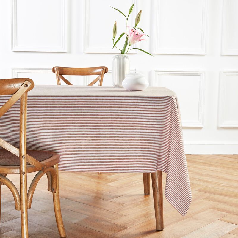 Solino Home 100% Pure Linen Tablecloth | Narrow Stripe