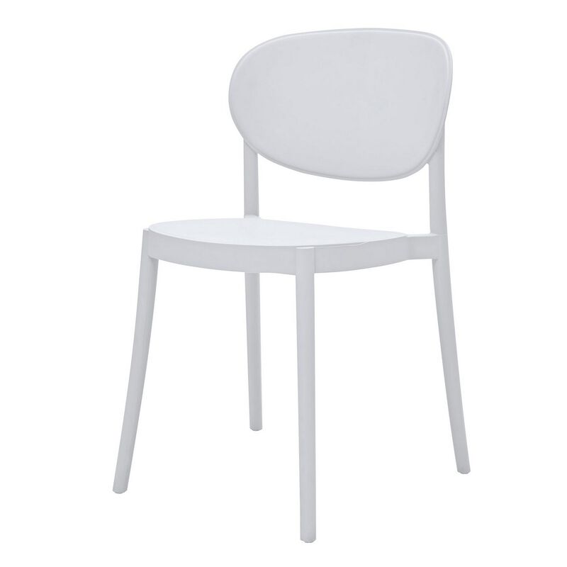 Heem 19 Inch Side Dining Chair Set of 4, Armless, Indoor Outdoor, White - Benzara