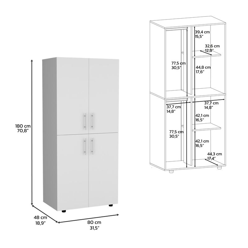 Hazel Armoire Wardrove 70" H, Double Doors, 6 Shelves, 2 Hanging Rods, Black , Bedroom