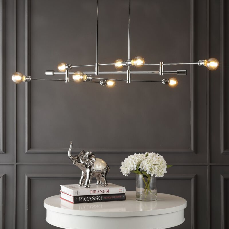 Ikon 8-Light Mid-Century Modern Arm-Adjustable Iron Linear LED Pendant