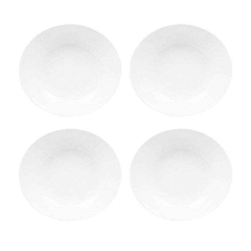 Porcelain Elips 8.5" x 7.75" x h:1.5" 20 oz. Oval White Porcelain Deep Plate (Set of 4)