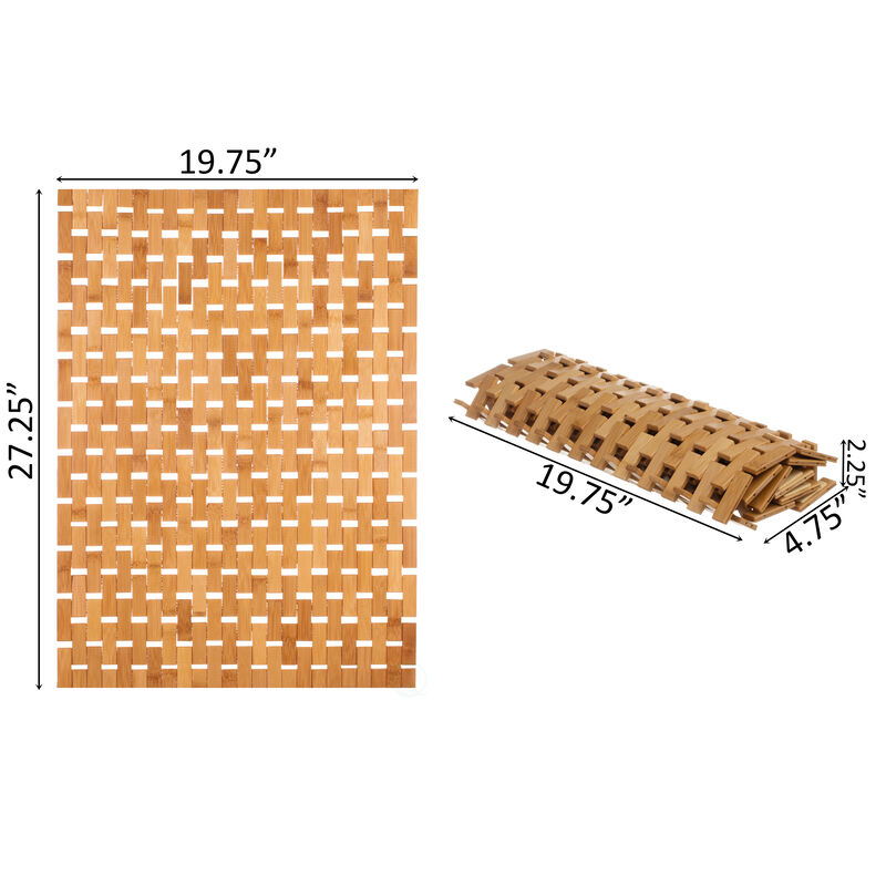 Foldable Bamboo Bath Mat Natural Anti-Slip Rug, Flooring Solution for Stylish Bathroom and Vanity Decor