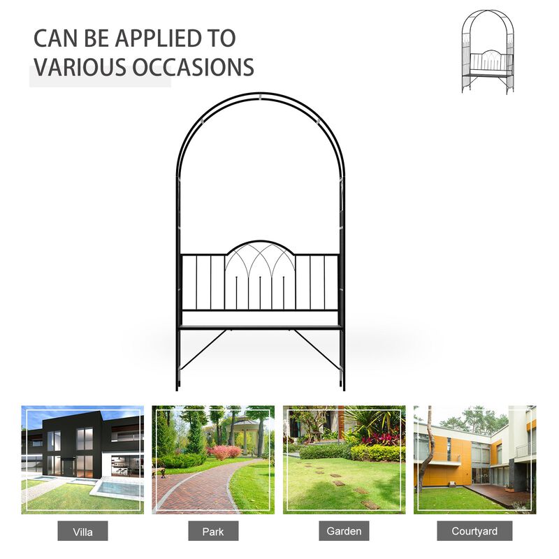 Romantic Garden Arch: 23.25" Metal Arbor with Bench for Two