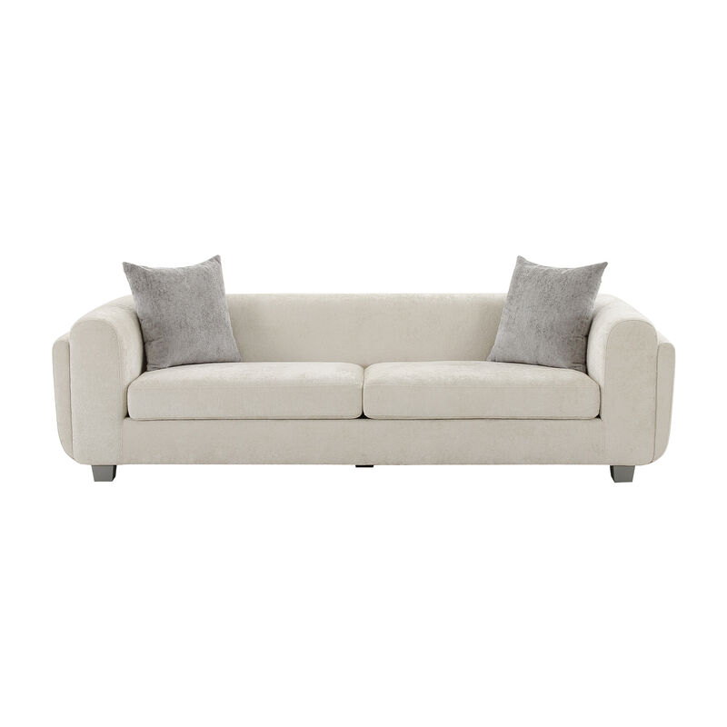 Pasargad Home Bergamo 3 Seater Sofa with 2 Pillows, Ivory