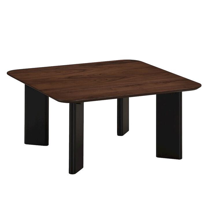 Omax Decor Joss Square Shape Modern Wood Coffee Table in Walnut