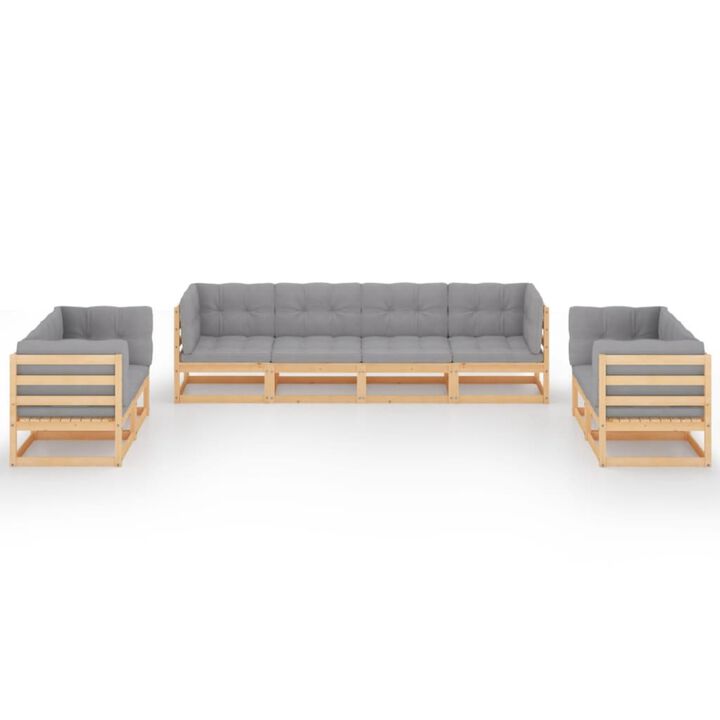 vidaXL 8 Piece Garden Lounge Set with Cushions Solid Pinewood