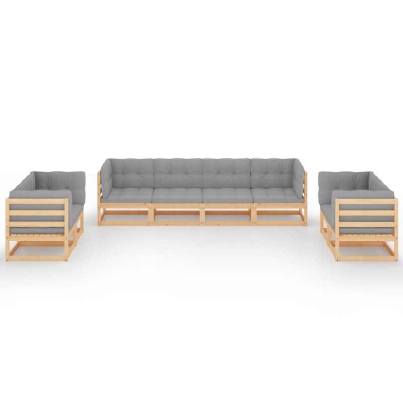 vidaXL 8 Piece Garden Lounge Set with Cushions Solid Pinewood