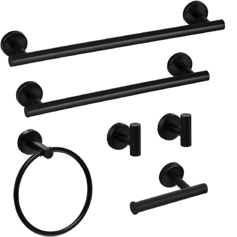 6-Piece Bathroom Towel Rack Set Wall-Mounted Organizer for Towels and Bathroom Essentials