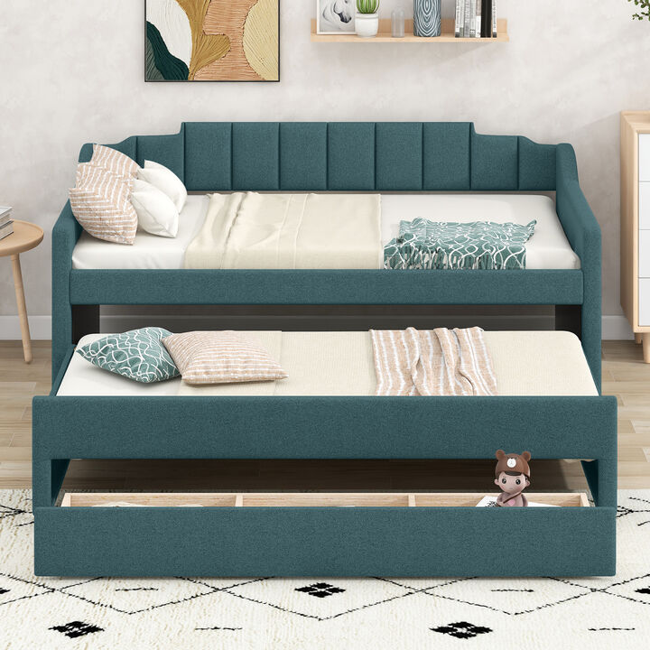 Merax Upholstered Daybed with Trundle and Drawers