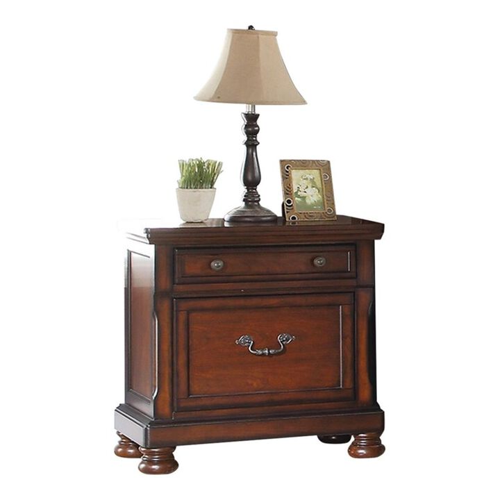 Streamdale Cherry Finish Nightstand with Storage
