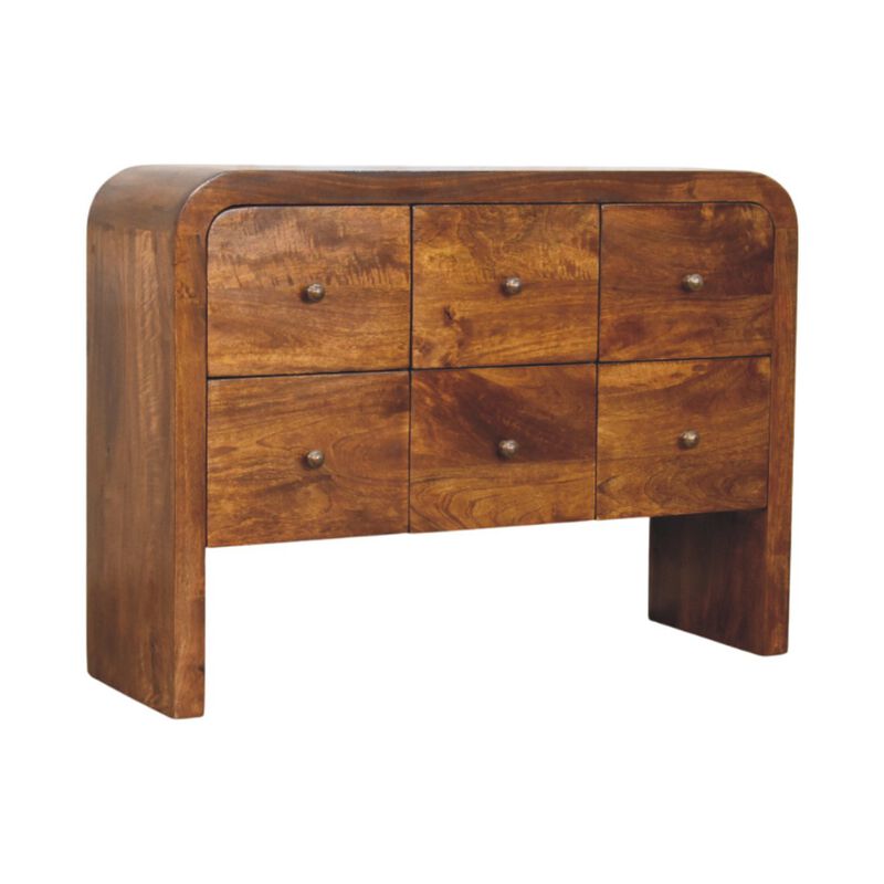 Artisan Furniture Solid Wood Darcy 3 over 3 Drawer Chest in Chestnut Finish