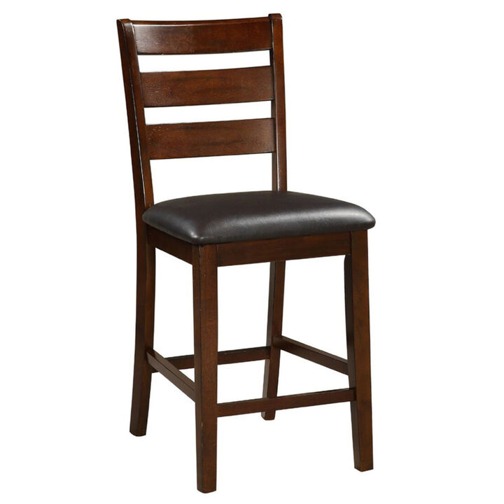 2 Antique Walnut Wood Counter Height Chairs