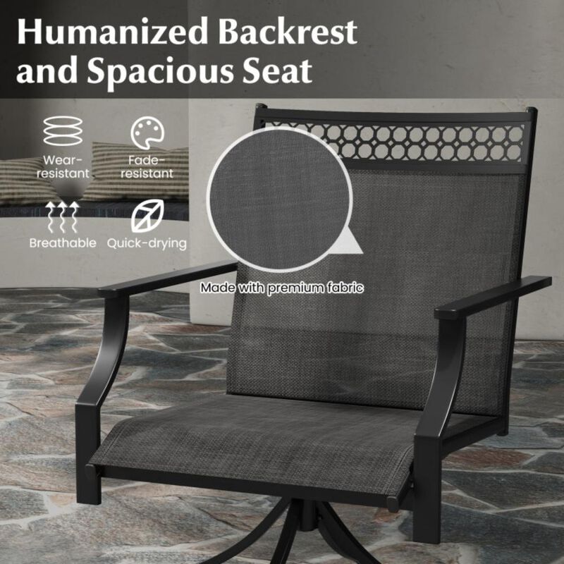 Hivvago Patio Swivel Dining Chairs Set of 2 with Heavy-duty Metal Frame and Armrests