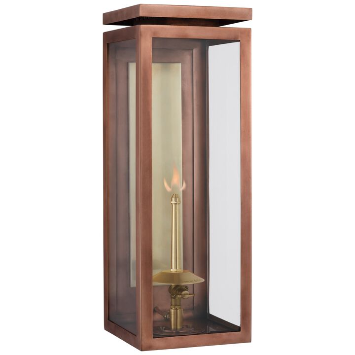 Fresno Medium 3/4 Gas Wall Lantern in Soft Copper with Clear Glass