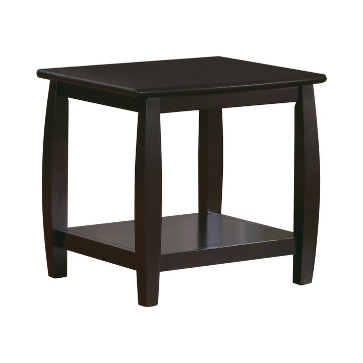 Contemporary Style Solid Wood End Table With Slightly Rounded Shape, Dark Brown-Benzara