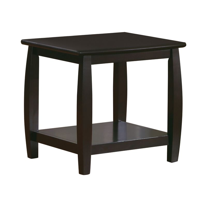 Contemporary Style Solid Wood End Table With Slightly Rounded Shape, Dark Brown-Benzara