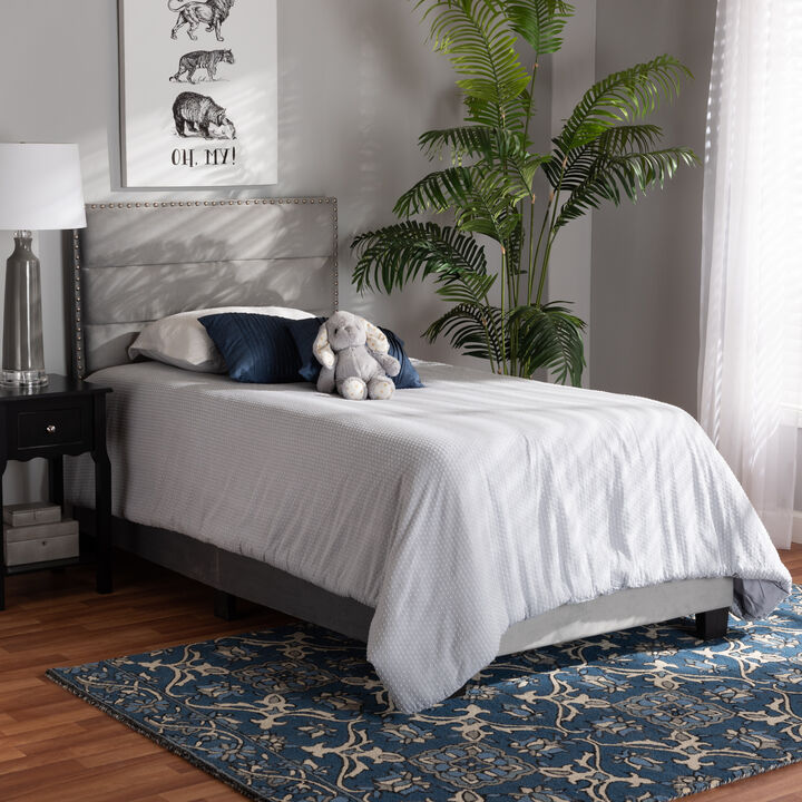 Baxton Studio Tamira Glam Navy Velvet Fabric Upholstered Twin Size Panel Bed