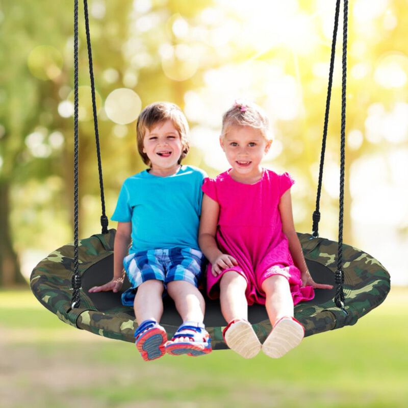 Hivvago 40 Inch Flying Saucer Tree Swing Outdoor Play Set with Adjustable Ropes Gift for Kids