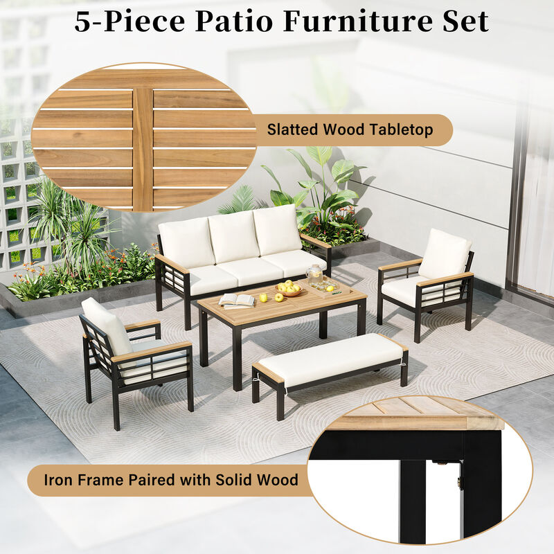 Merax 5 Pieces Outdoor Conversation Set Seating Set