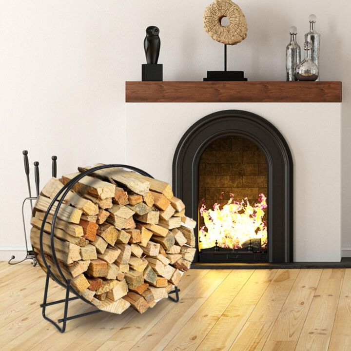 Hivvago Tubular Steel Log Hoop Firewood Storage Rack
