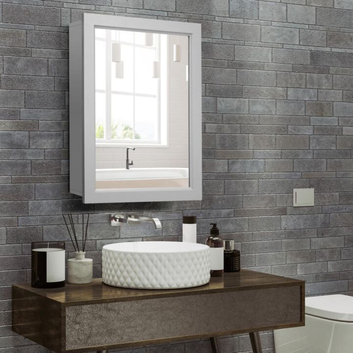 Hivvago Mirrored Bathroom Medicine Cabinet with Single Door and Adjustable Shelf