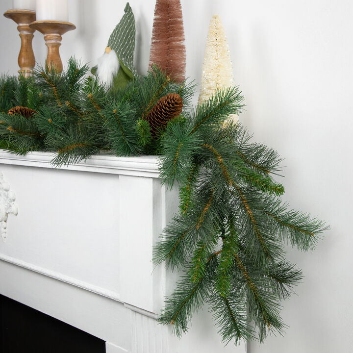 9' x 12" Green Pine and Pine Cones Artificial Christmas Garland  Unlit