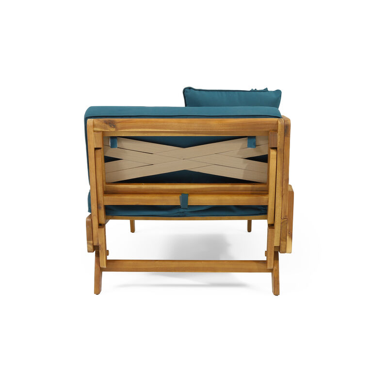 Merax Acacia Wood Patio Convertible Couch Sofa Bed