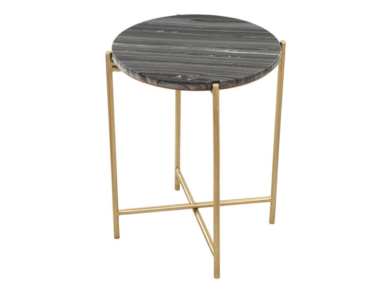 David Side Table Gray & Gold