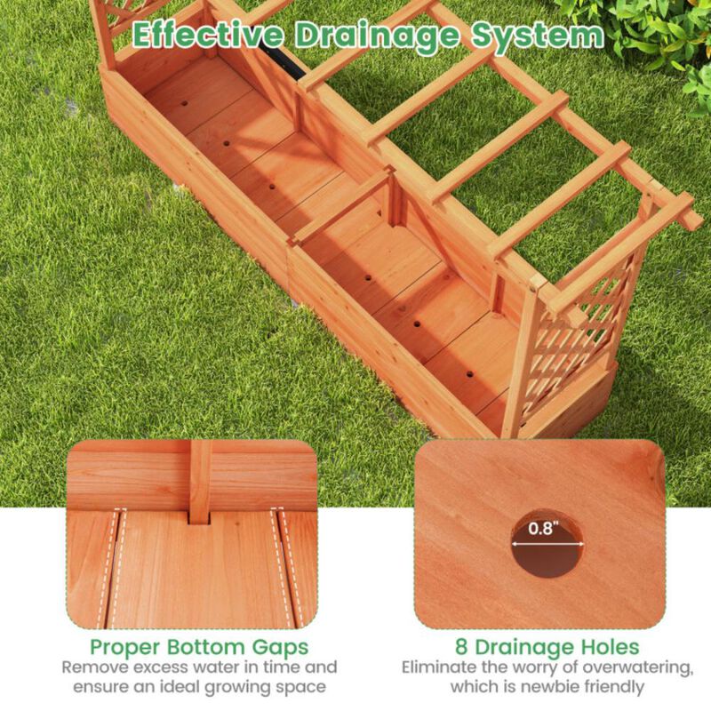 Hivvago Raised Garden Bed with Side Trellis Hanging Roof and Planter Box