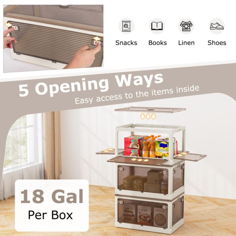 Hivvago 3-Pack Stackable Storage Bins with Lids with 5 Opening Ways