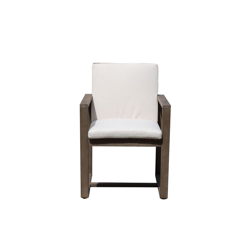 Neji 24 Inch Dining Chair, Burnt Brown Eucalyptus Wood Frame, Thick Cushion-Benzara
