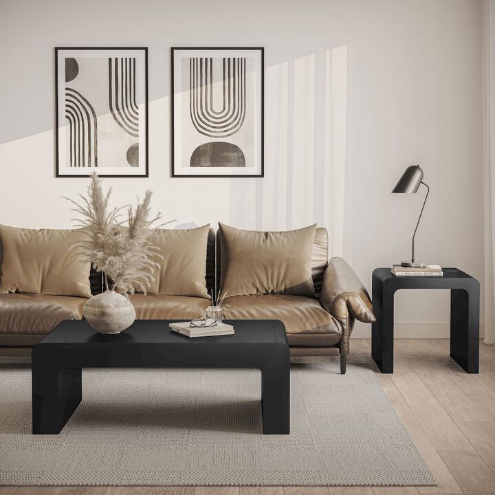 Jofran Brooklyn Mid-Century Modern Solid Wood Square Waterfall Curved End Table
