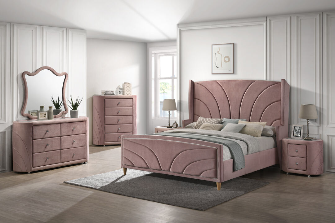 ACME Salonia Nightstand, Pink Velvet
