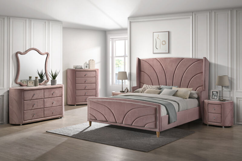 ACME Salonia Nightstand, Pink Velvet