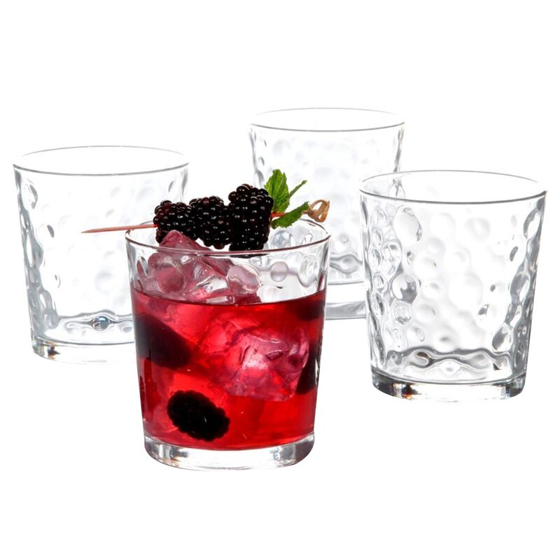 Gibson Home Great Foundations 4-Piece 13 oz. Double Old Fashioned Glass Set, Bubbles Pattern