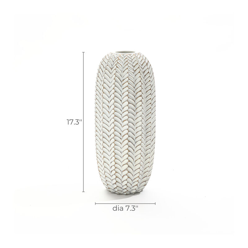LuxenHome Modern Geometric Pattern Polyresin 17-Inch Tall Cylinder Vase