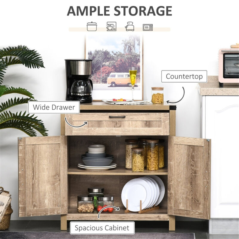 Modern Kitchen Sideboard Buffet, Storage Cabinet & Coffee Bar Organizer with Shelves and Drawers