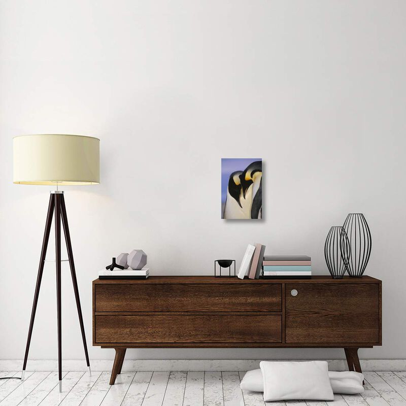 Emperor Penguin courting pair, Atka Bay, Princess Martha Bay, Weddell Sea, Antarctica-Canvas Art-12x18