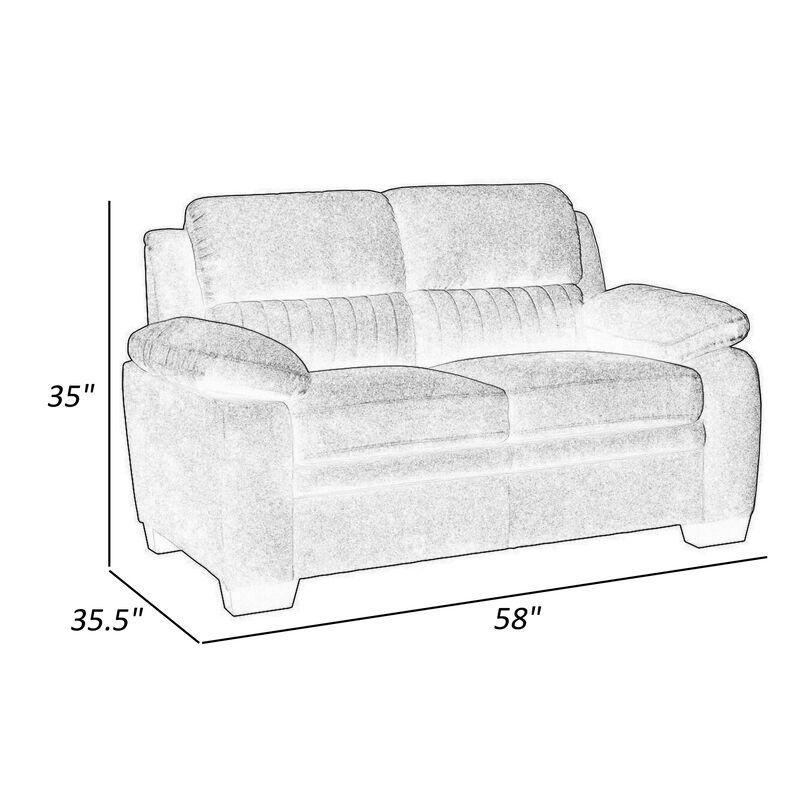 Hugh 58 Inch Loveseat, Dark Gray Polyester, Foam Cushioned, Solid Wood - Benzara